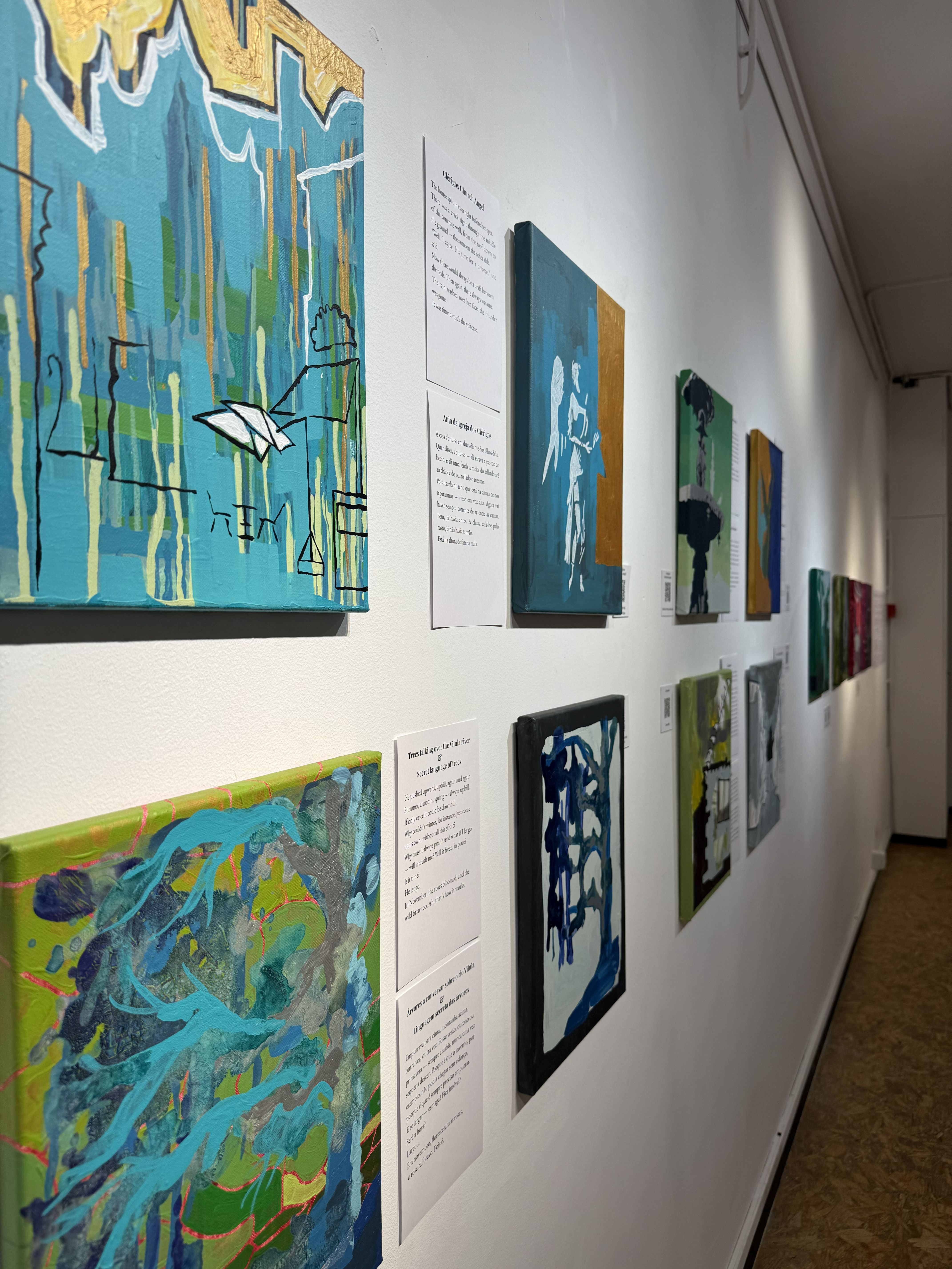 Exhibition wall with paintings
